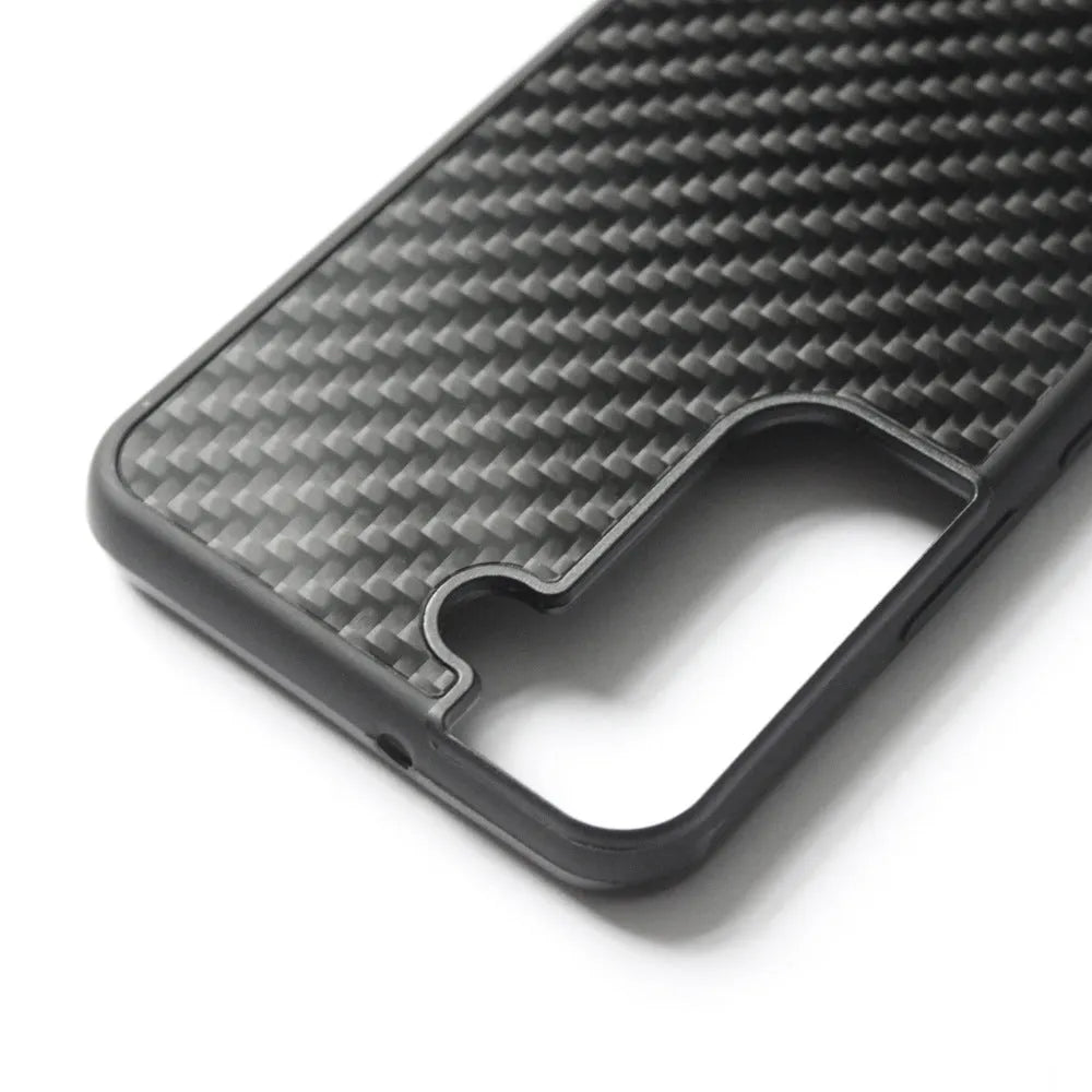 Forged carbon fibre silicone patch phone case for Samsung S21 S22 S23 back cover