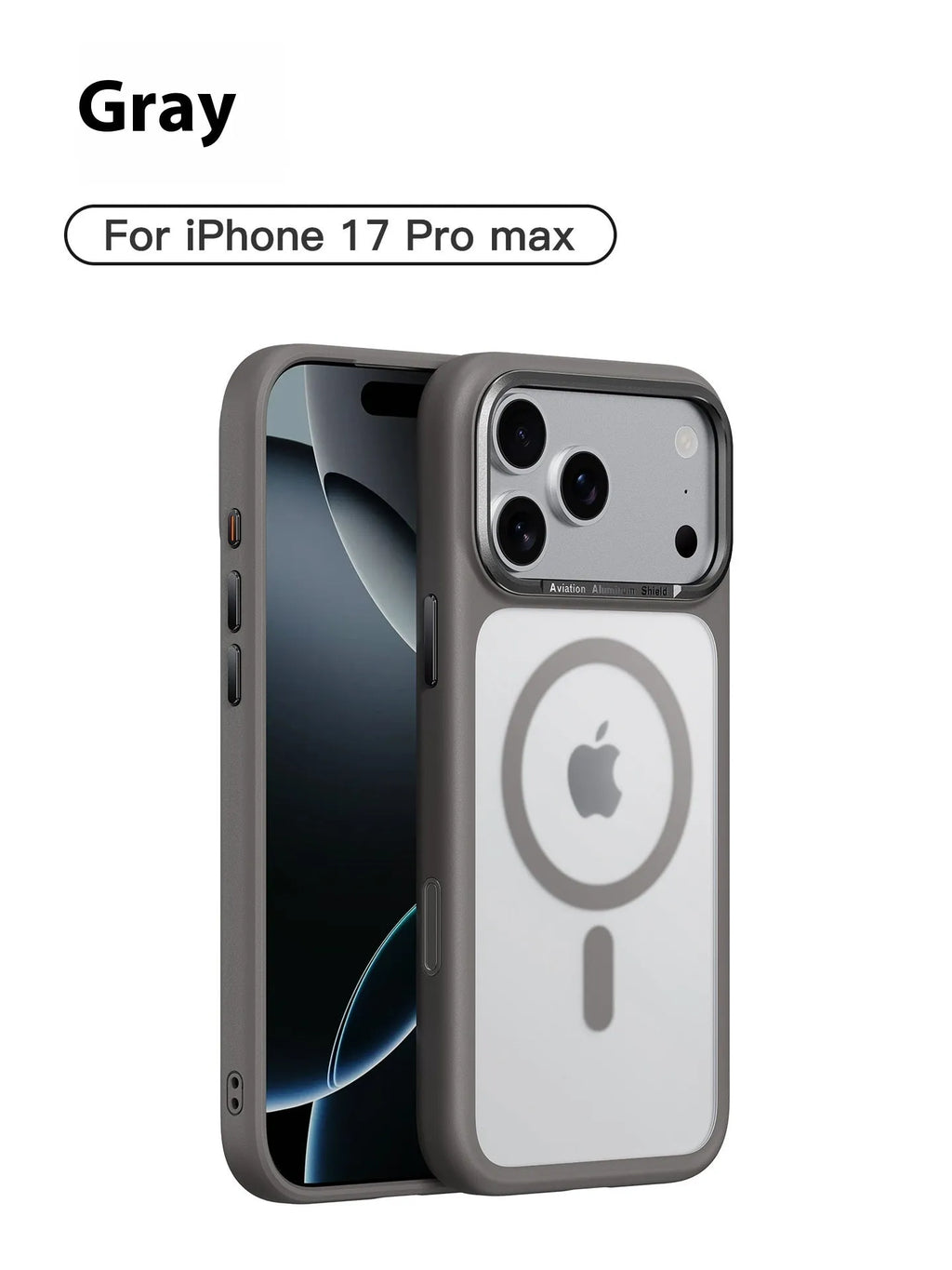 Frosted magnetic iPhone 17 protective case showing anti-fall shell in seven colour options
