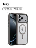 Frosted magnetic iPhone 17 protective case showing anti-fall shell in seven colour options