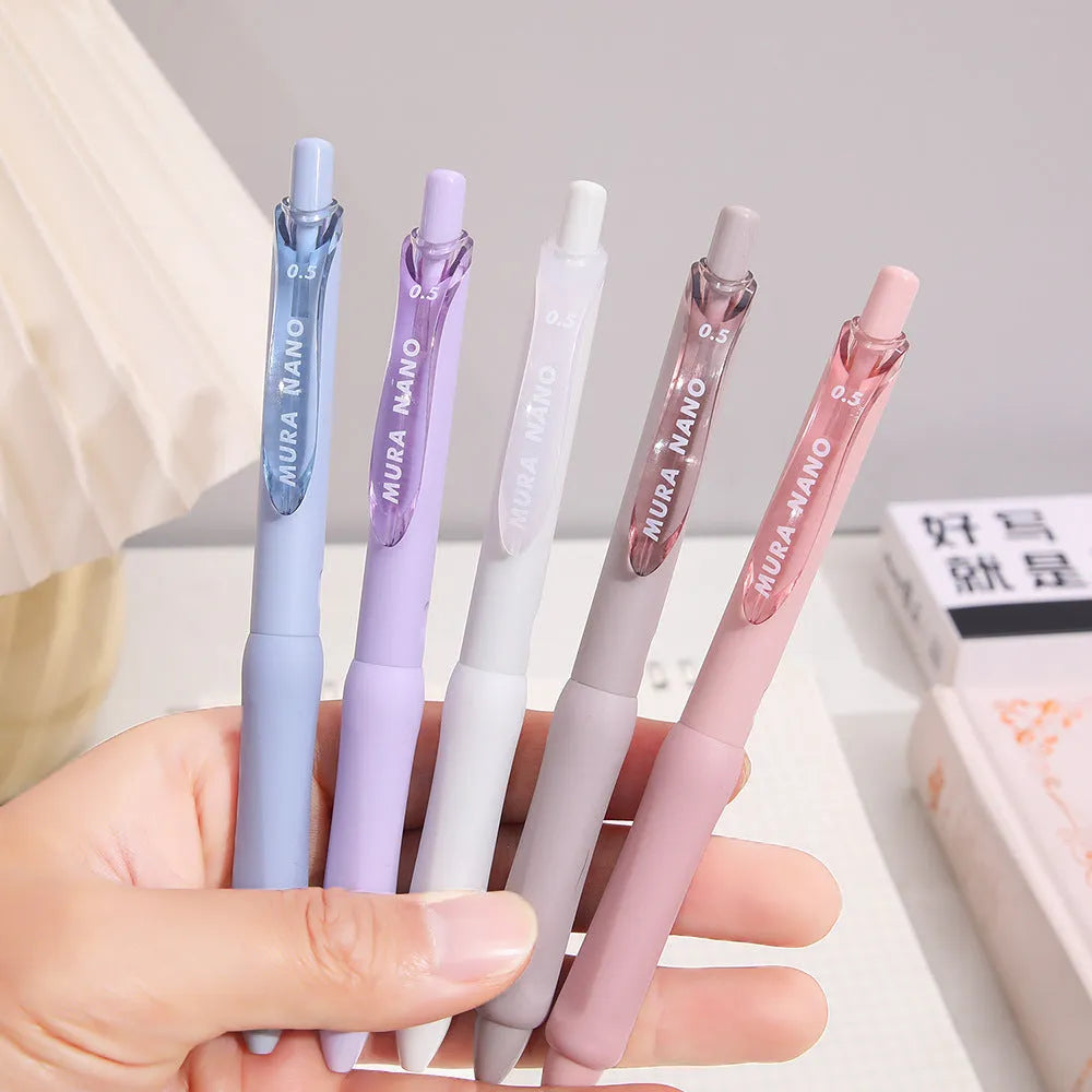 Macaron colour press gel pen with 0.5mm tip in smoked brown, smoked powder, and smoked white options.