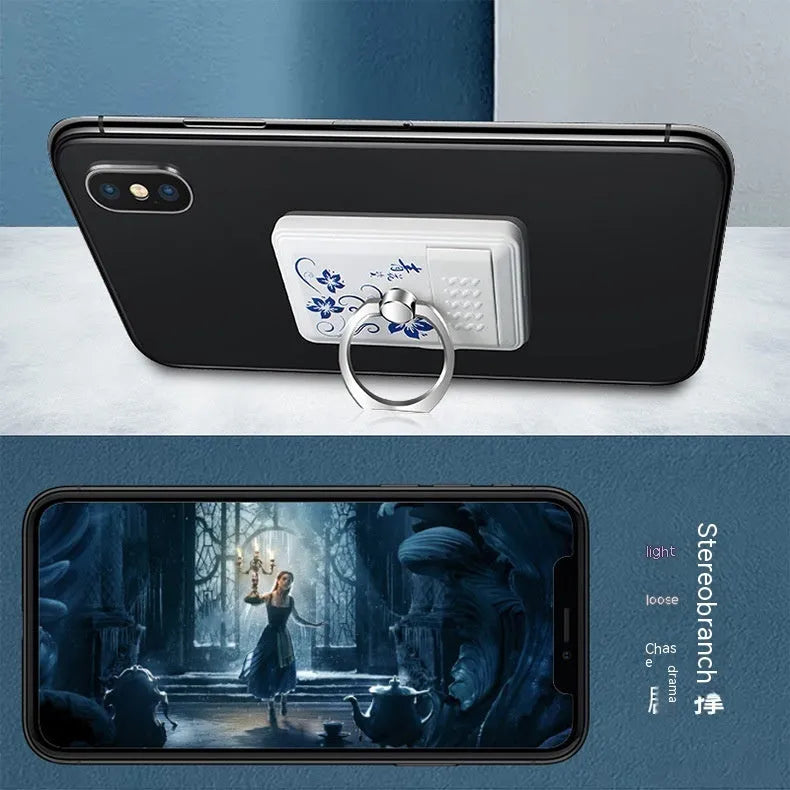 Multifunctional plastic phone holder cigarette lighter in blue and white porcelain colour