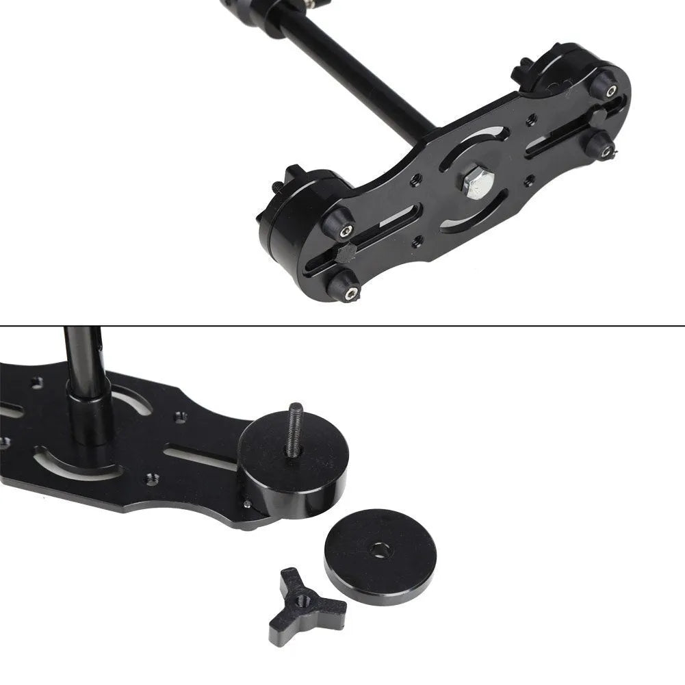 Black aluminium handheld camera stabilizer with adjustable height for S40 and S60 models.