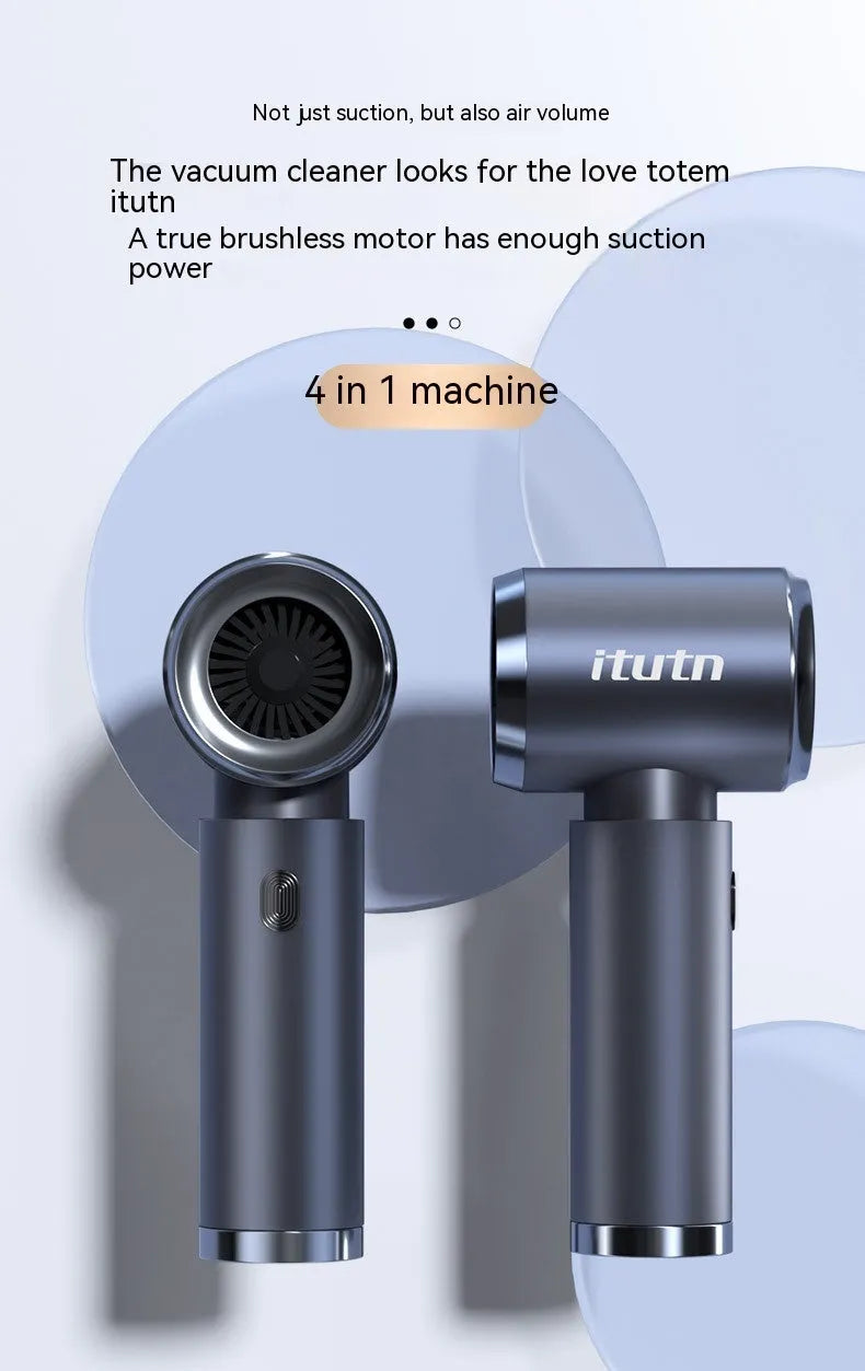 Space grey handheld cordless car vacuum cleaner and inflator with a 6000mAh battery.