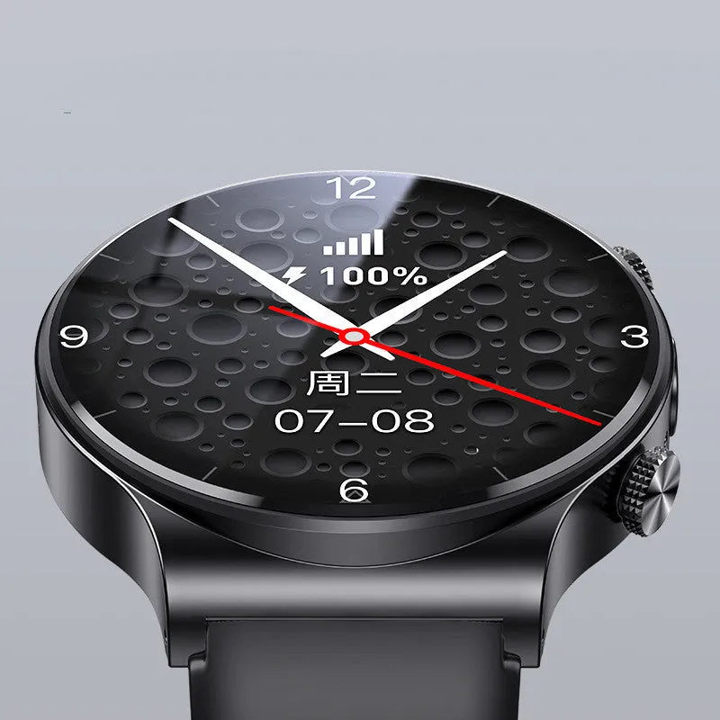Smart watch with 1.28 inch display showing time on black or white watch face