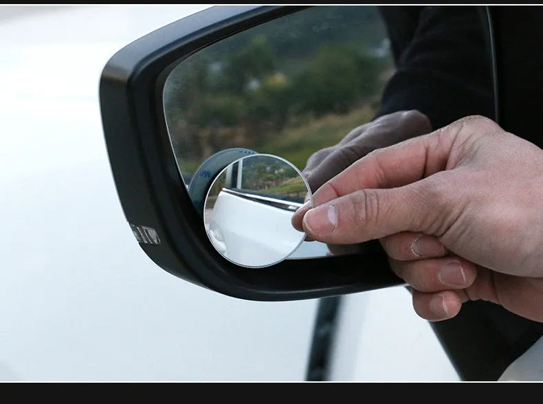 Silver-coloured adjustable car blind spot mirror with 5cm diameter glass surface