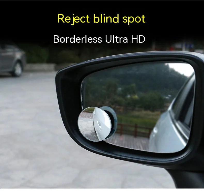Silver-coloured adjustable car blind spot mirror with 5cm diameter glass surface