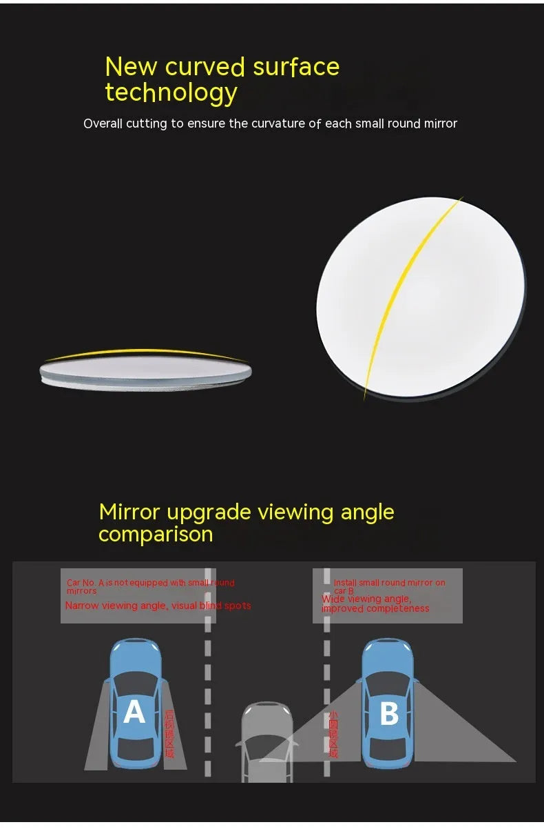 Silver-coloured adjustable car blind spot mirror with 5cm diameter glass surface