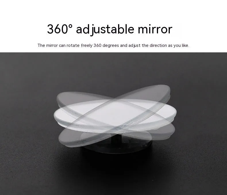 Silver-coloured adjustable car blind spot mirror with 5cm diameter glass surface