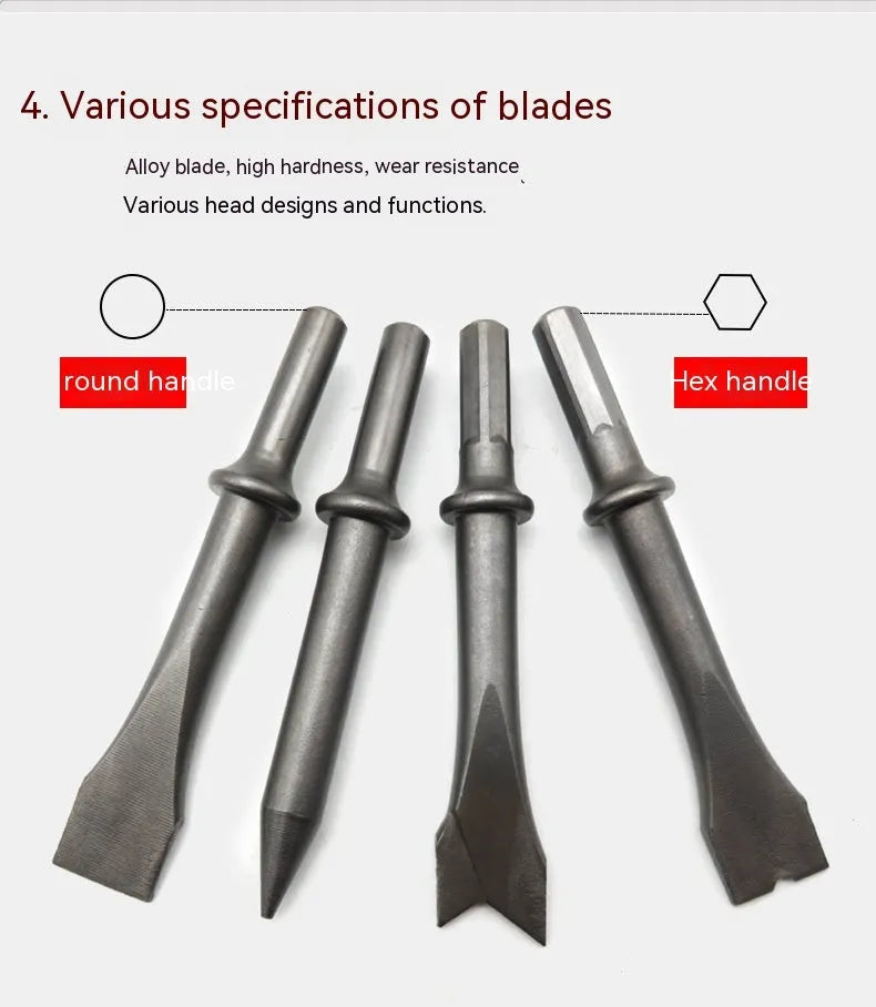 150mm pneumatic air hammer tool with hexagonal and round handle compatibility for automotive brake pad removal