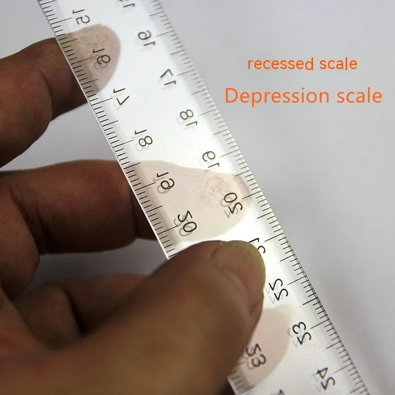 T-shaped plastic ruler 30cm length in transparent or orange yellow with measurement scales