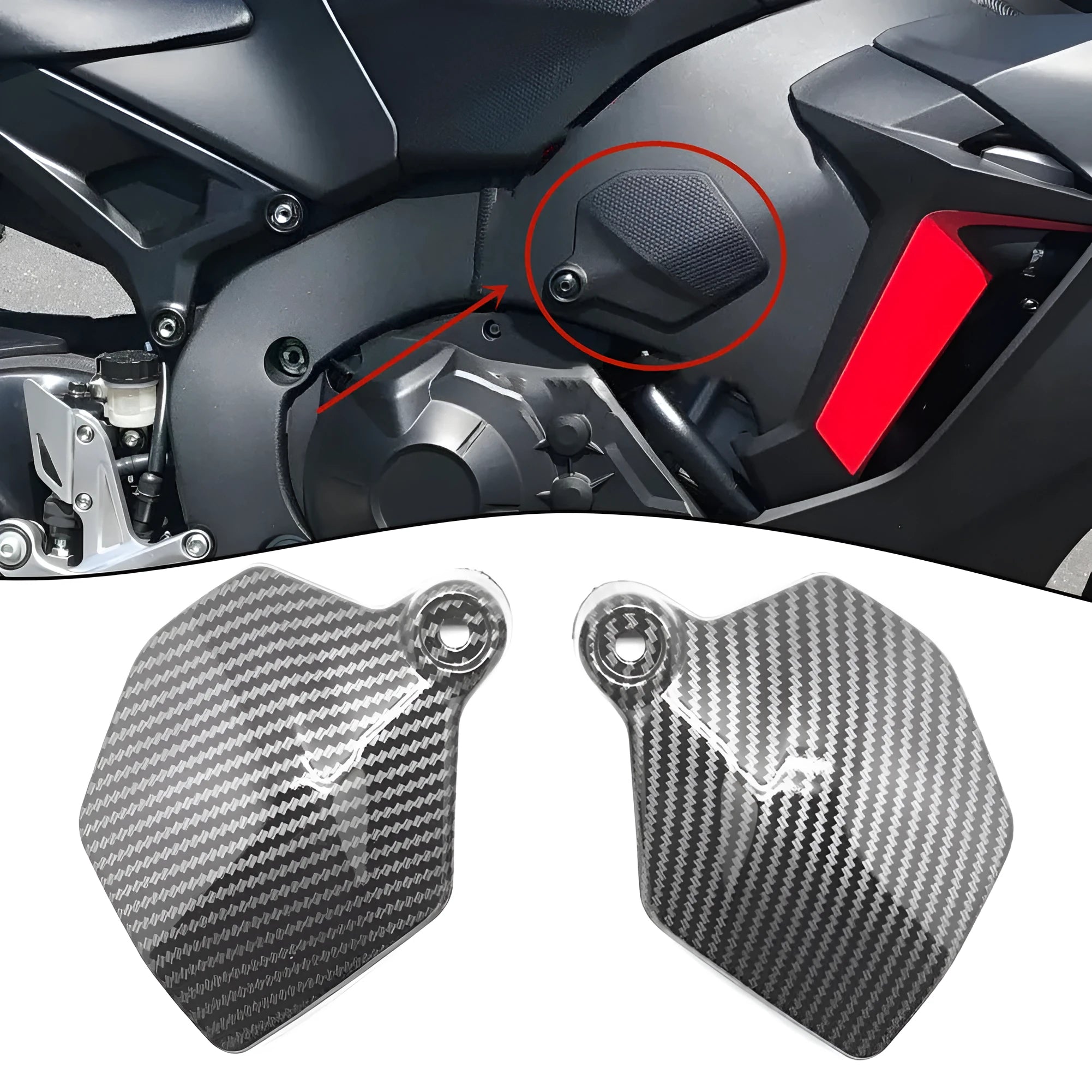 Pair of carbon fibre black ABS fairing frame covers for Honda CBR1000RR motorcycle