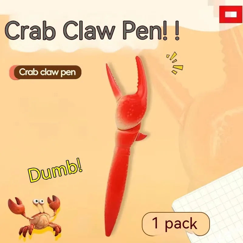Crab-shaped novelty ballpoint pen with a playable pressing clip mechanism.