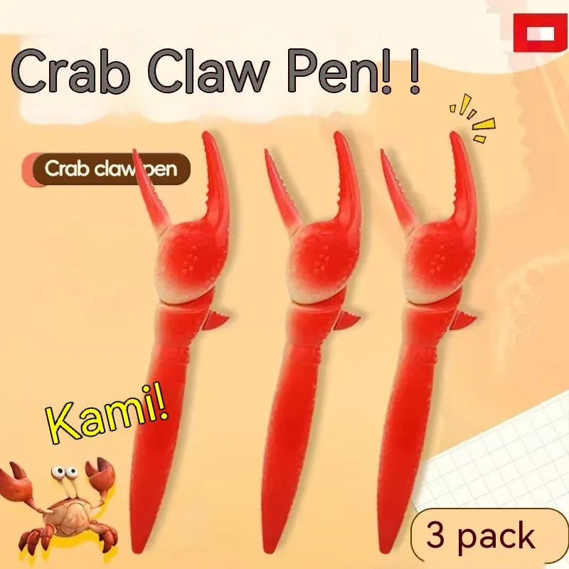 Crab-shaped novelty ballpoint pen with a playable pressing clip mechanism.