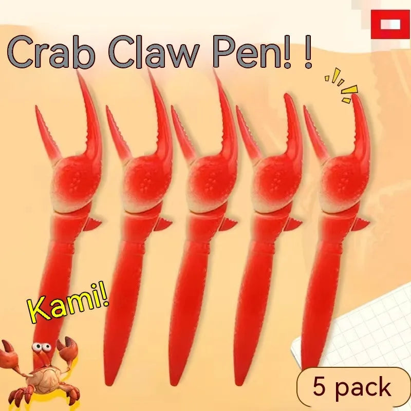 Crab-shaped novelty ballpoint pen with a playable pressing clip mechanism.