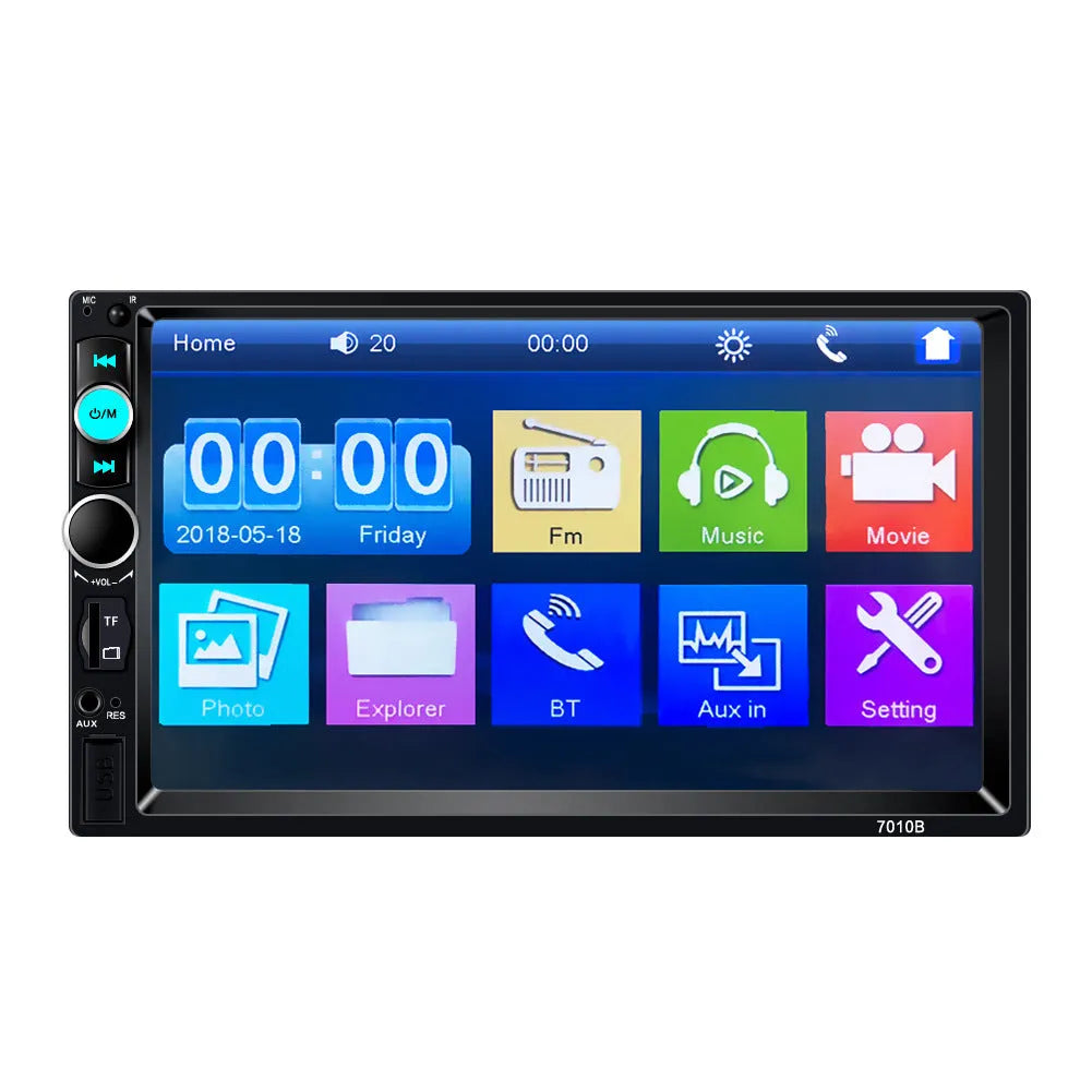 7-inch HD Bluetooth car multimedia player for vehicles with LCD screen and mobile connectivity