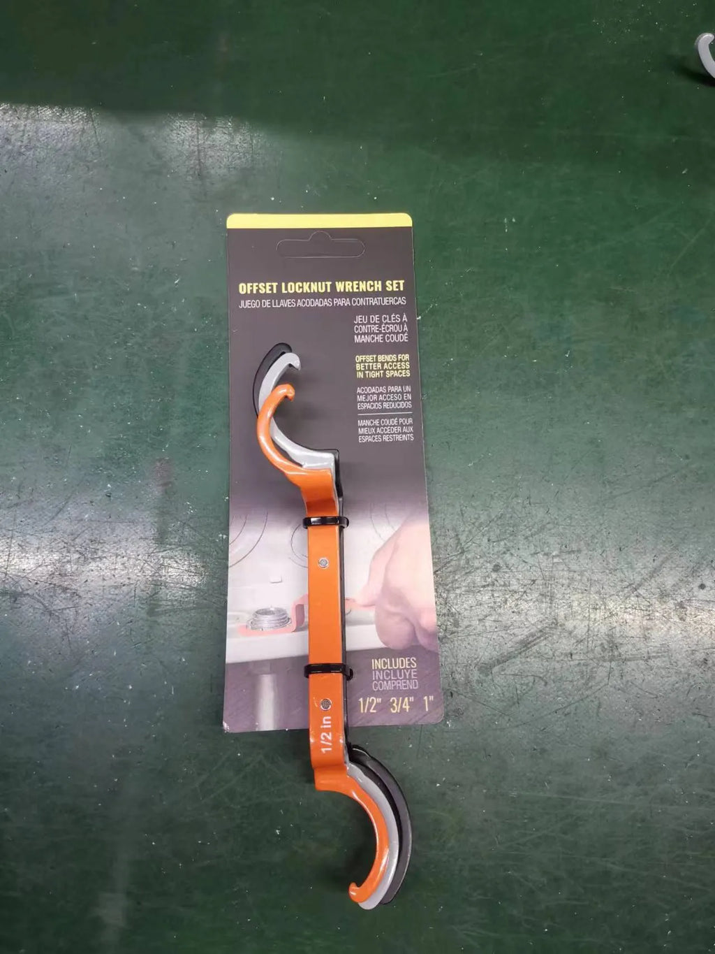 Crescent magnetic suction wrench catheter locking three-piece spanner set in orange, grey, and black.