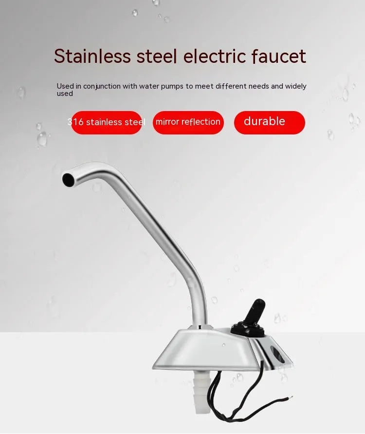 Electronic control RV rotating faucet with mirror-polished 316 stainless steel construction