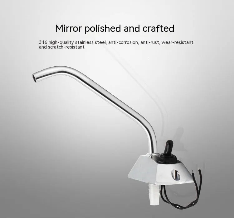 Electronic control RV rotating faucet with mirror-polished 316 stainless steel construction