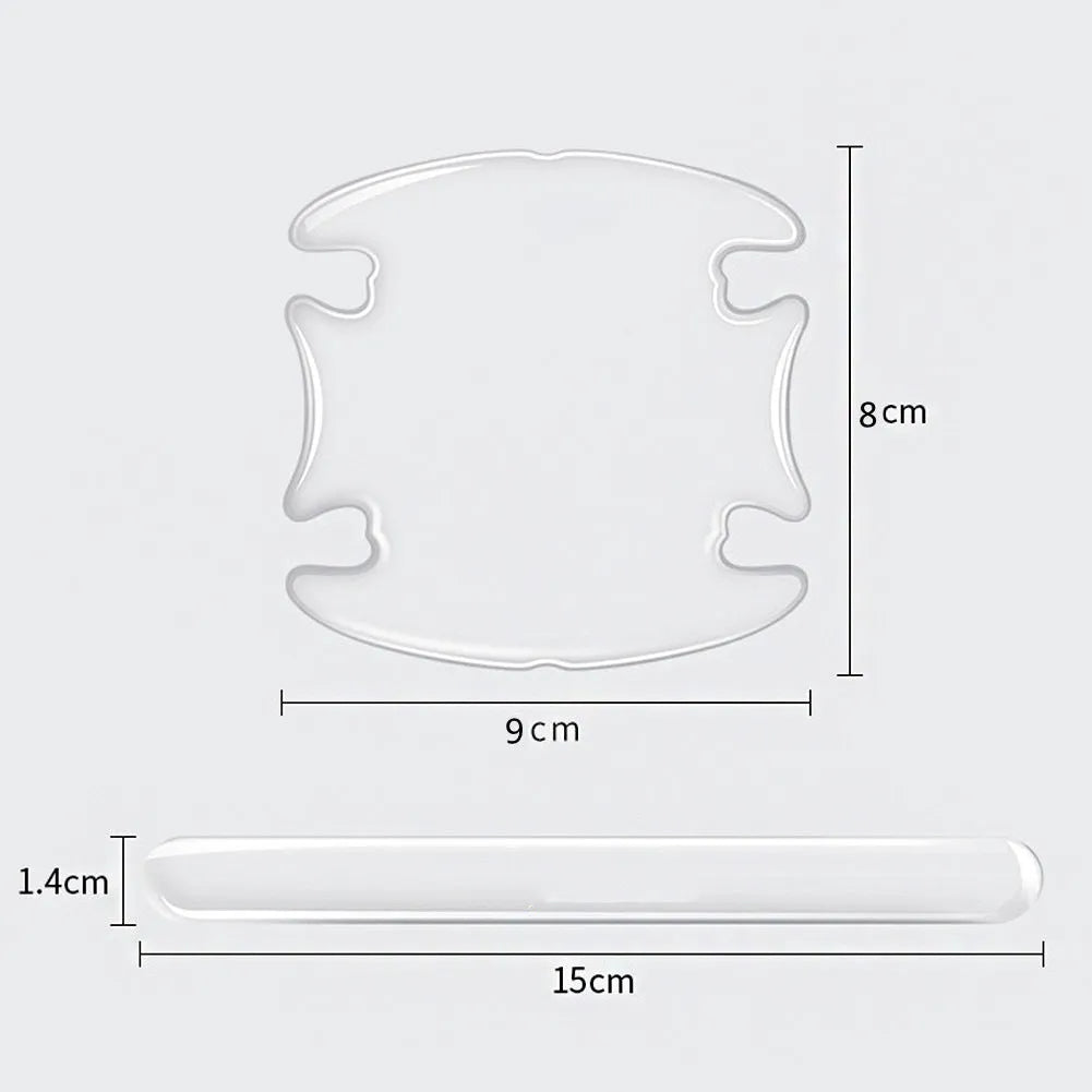 Clear transparent car door handle protective stickers 4-piece set for scratch prevention