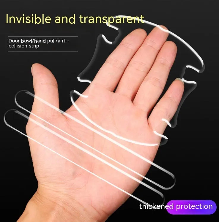 Clear transparent car door handle protective stickers 4-piece set for scratch prevention