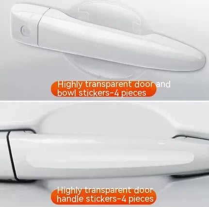 Clear transparent car door handle protective stickers 4-piece set for scratch prevention