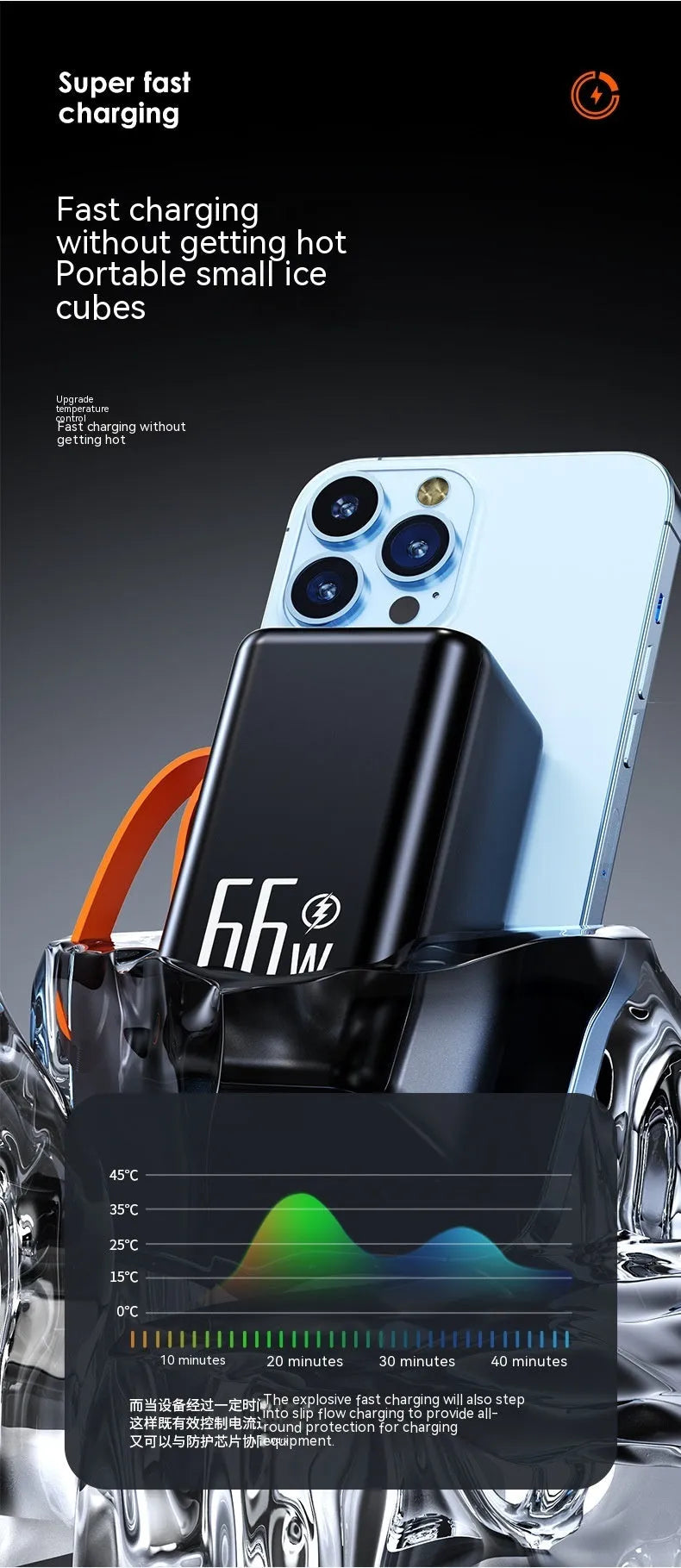 Black and white PD66W fast charge 20000 mAh power bank with creative design