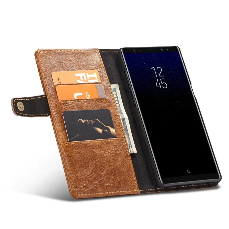 Retro simulation leather flip wallet case for Samsung Note8 and Note9 in Dark Blue, Black, Brown or Gules