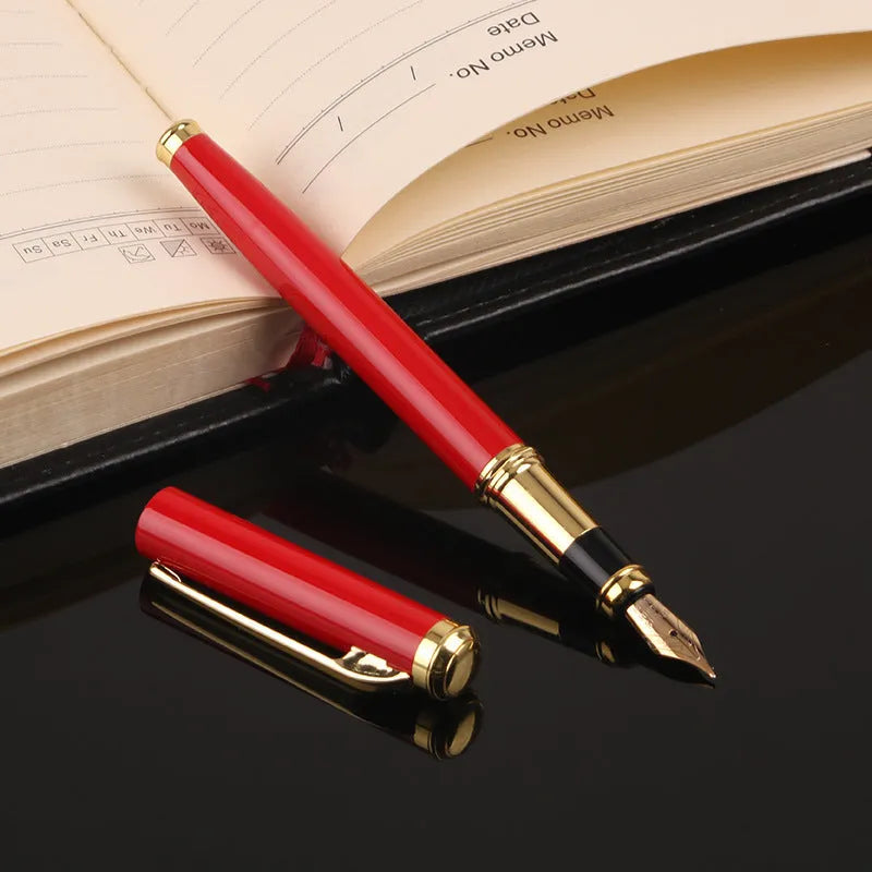 Metal body pen with 0.5mm Yijin nib in black and red colours for office writing