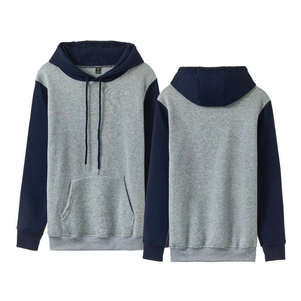 Loose fleece-lined hoodie in contrast colour combination with regular sleeves