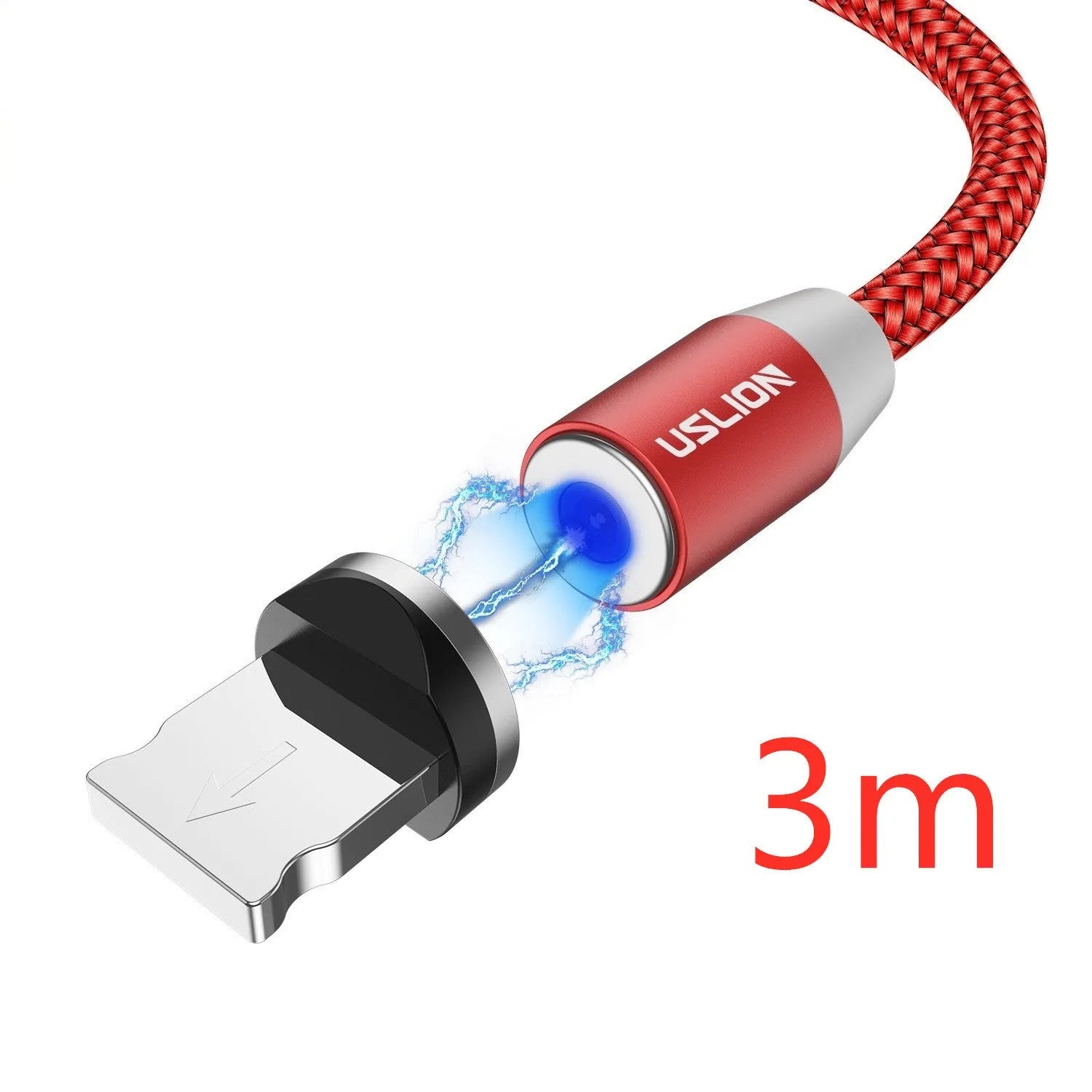 USLION circular magnetic charging cable with aluminium alloy housing and LED indicator