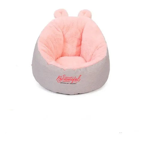 Grey cotton pet dog bed cushion sleeping bag size S 42x42x30cm on floor