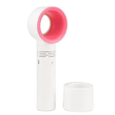 Portable bladeless fan with USB cable and base in assorted colours