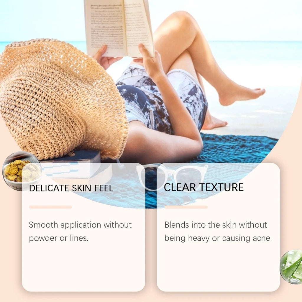 50 ml sunscreen bottle with cream containing titanium dioxide and hyaluronic acid