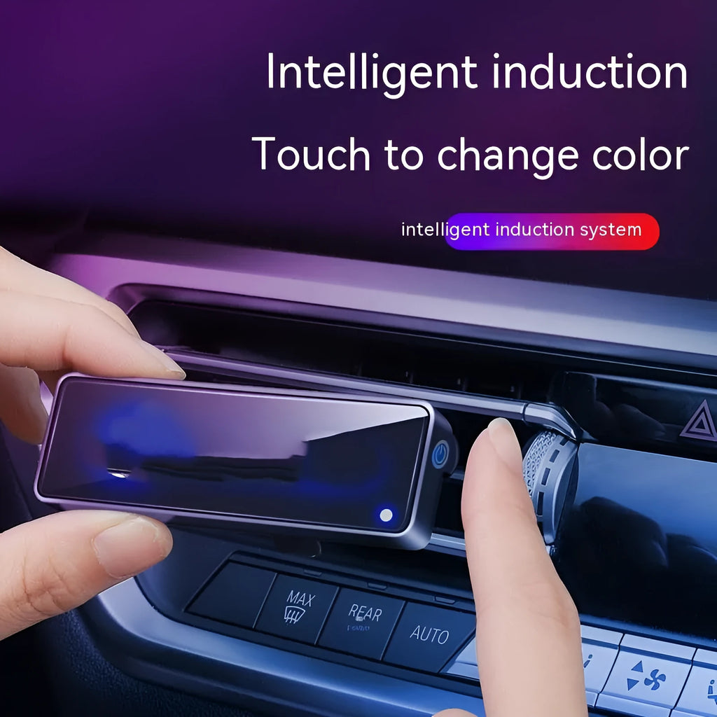 Black car vent aromatherapy diffuser with LED light and fragrance sticks