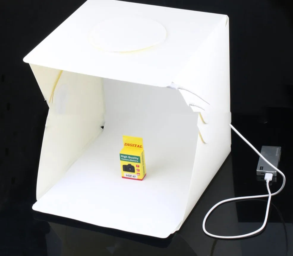 30cm studio LED light box for product photography with two EVA cloths, black and white backgrounds