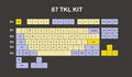 Set of retro-style mechanical keyboard keycaps in assorted colours with USB and PS/2 cables.