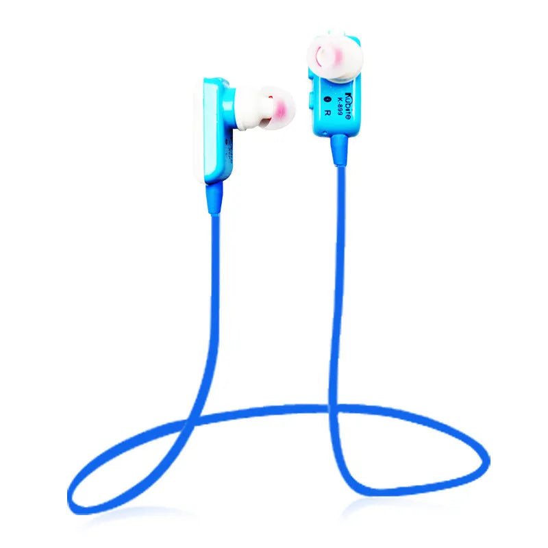 In-ear Bluetooth headset in blue with earplug design and Bluetooth 4.0, 55mAh battery
