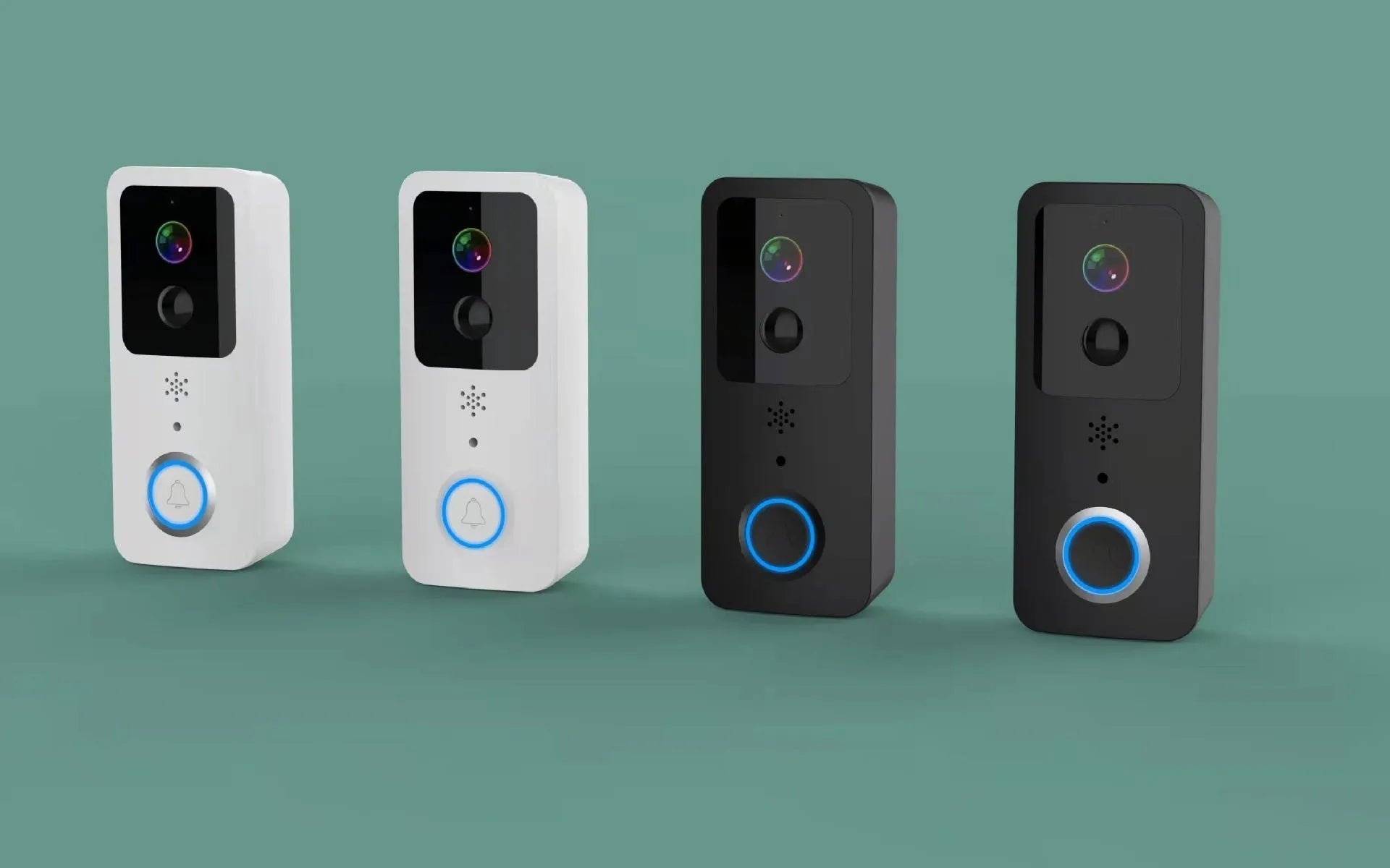 Waterproof smart HD visual doorbell with a rechargeable battery on a doorstep.