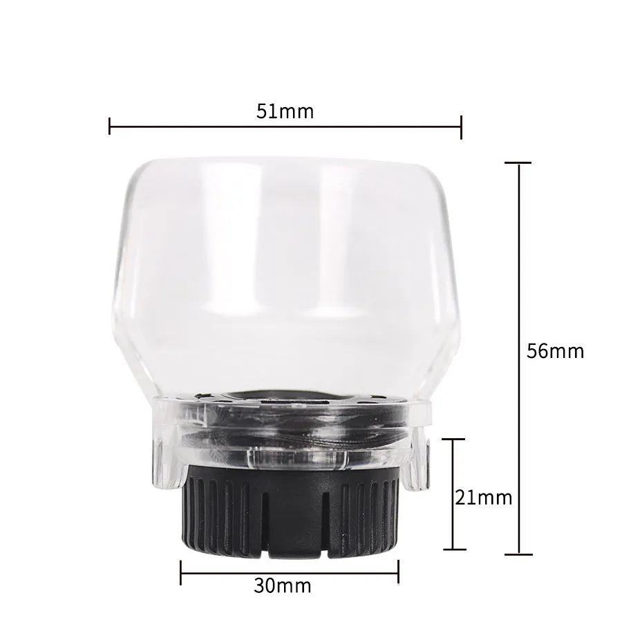 Transparent plastic Delta grinder horn cover with 17.5-19mm thread port for safety.