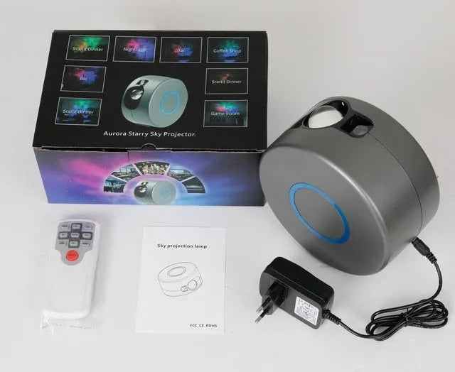 Grey ABS starry sky projection lamp with remote control for indoor atmospheric lighting