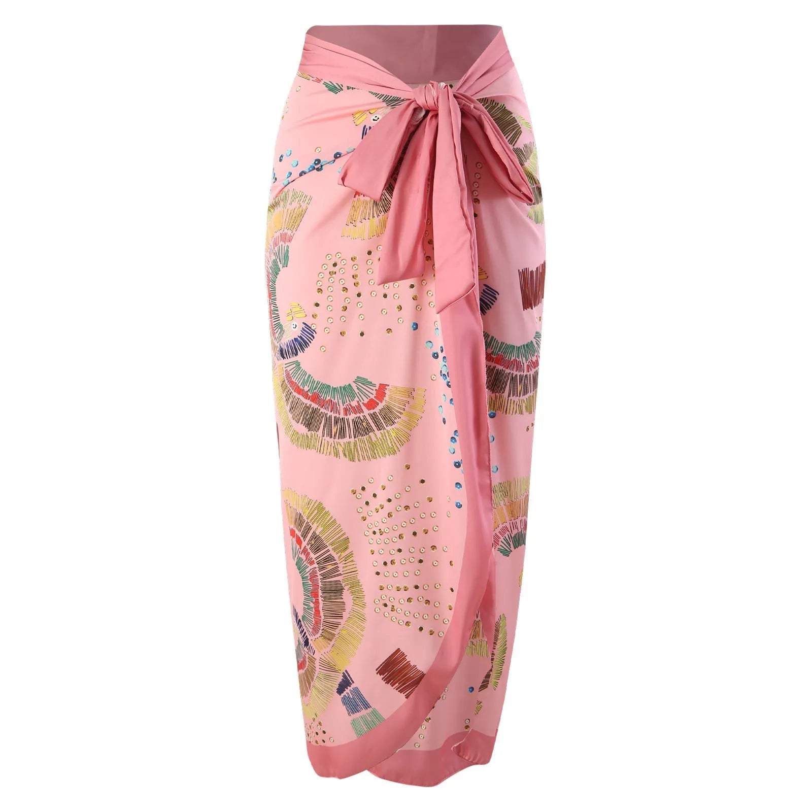 French retro one-piece swimsuit with matching gauze skirt in blue or pink colour options