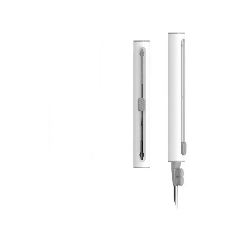 3 in 1 headset cleaning pen with metal tip and sponge on white background