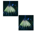 Outdoor waterproof LED meteor shower lights showing falling light effects in blue and white colours