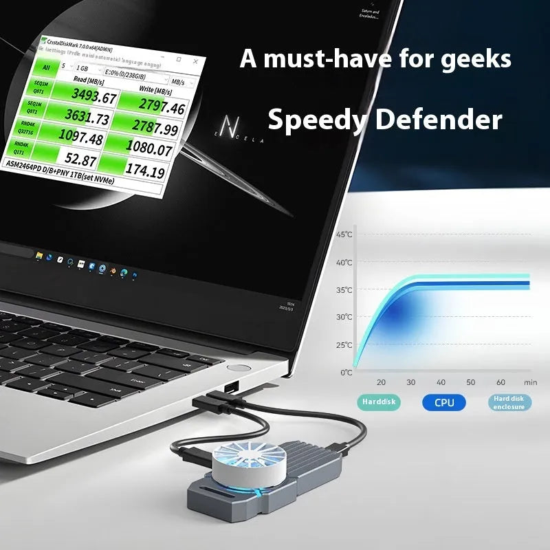 USB4 hard disk enclosure for NVMe M2 solid state drives with aluminium alloy casing