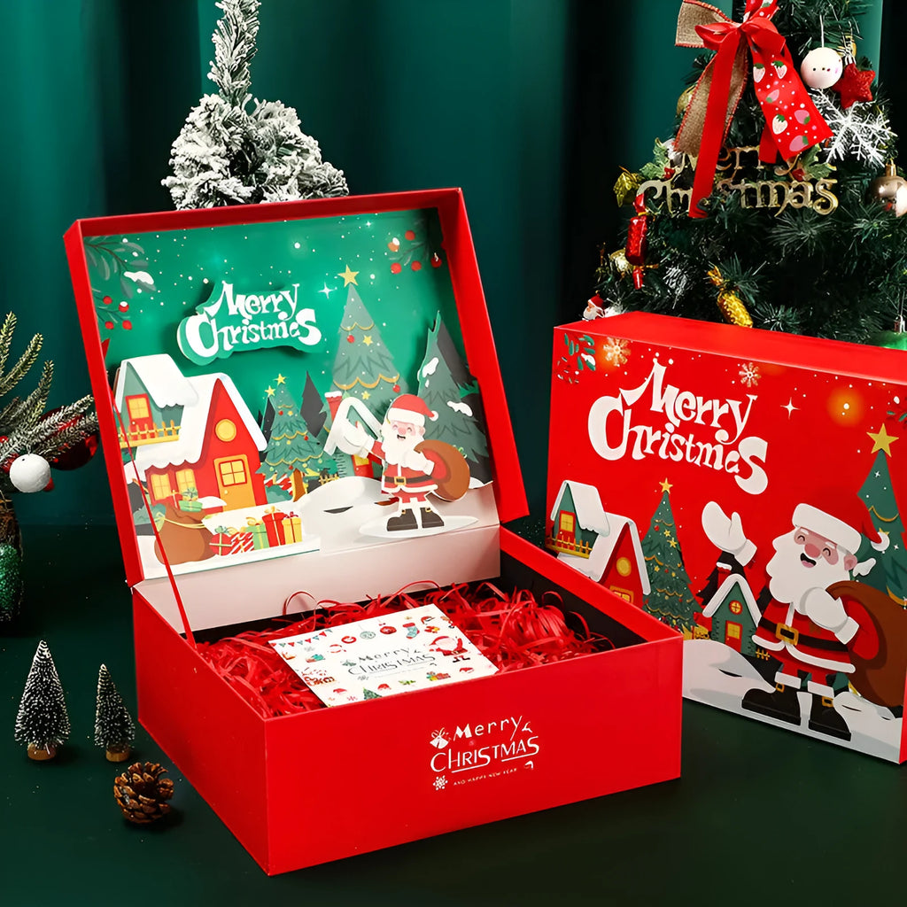 New Year Christmas gift box packaging business style with five sizes, printed finish, and empty bag