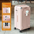 Five-wheel super large capacity traveling trolley case in Ivory White, ABS PC material, with antibacterial lining and brake wheel
