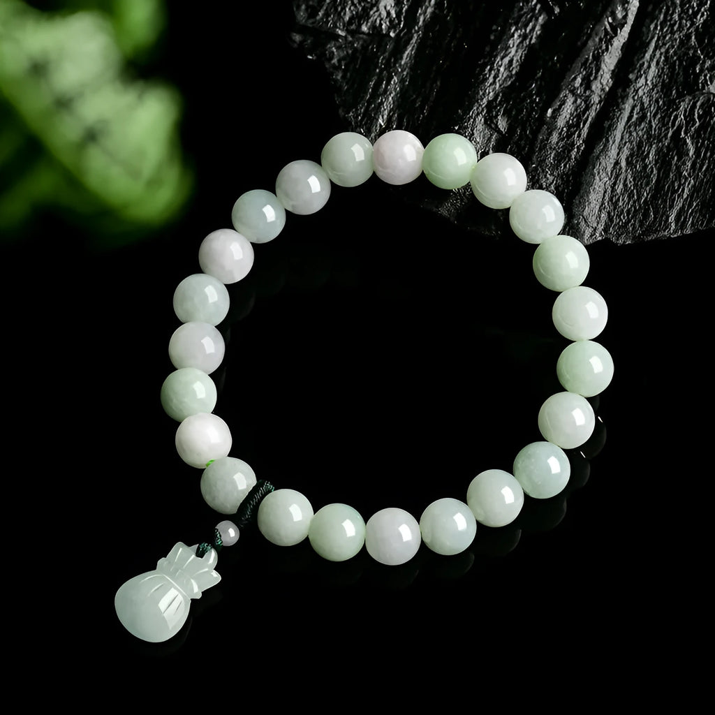 8mm jade floral purse bracelet in Chinese national style for men and women