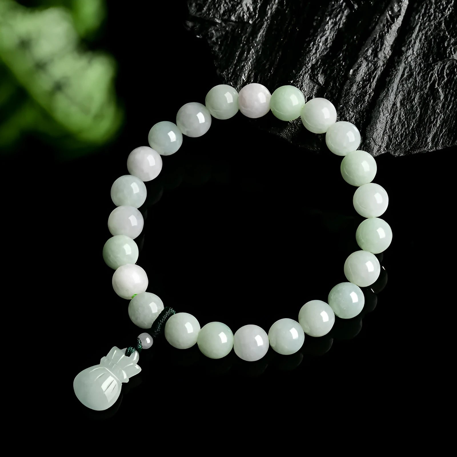 8mm jade floral purse bracelet in Chinese national style for men and women