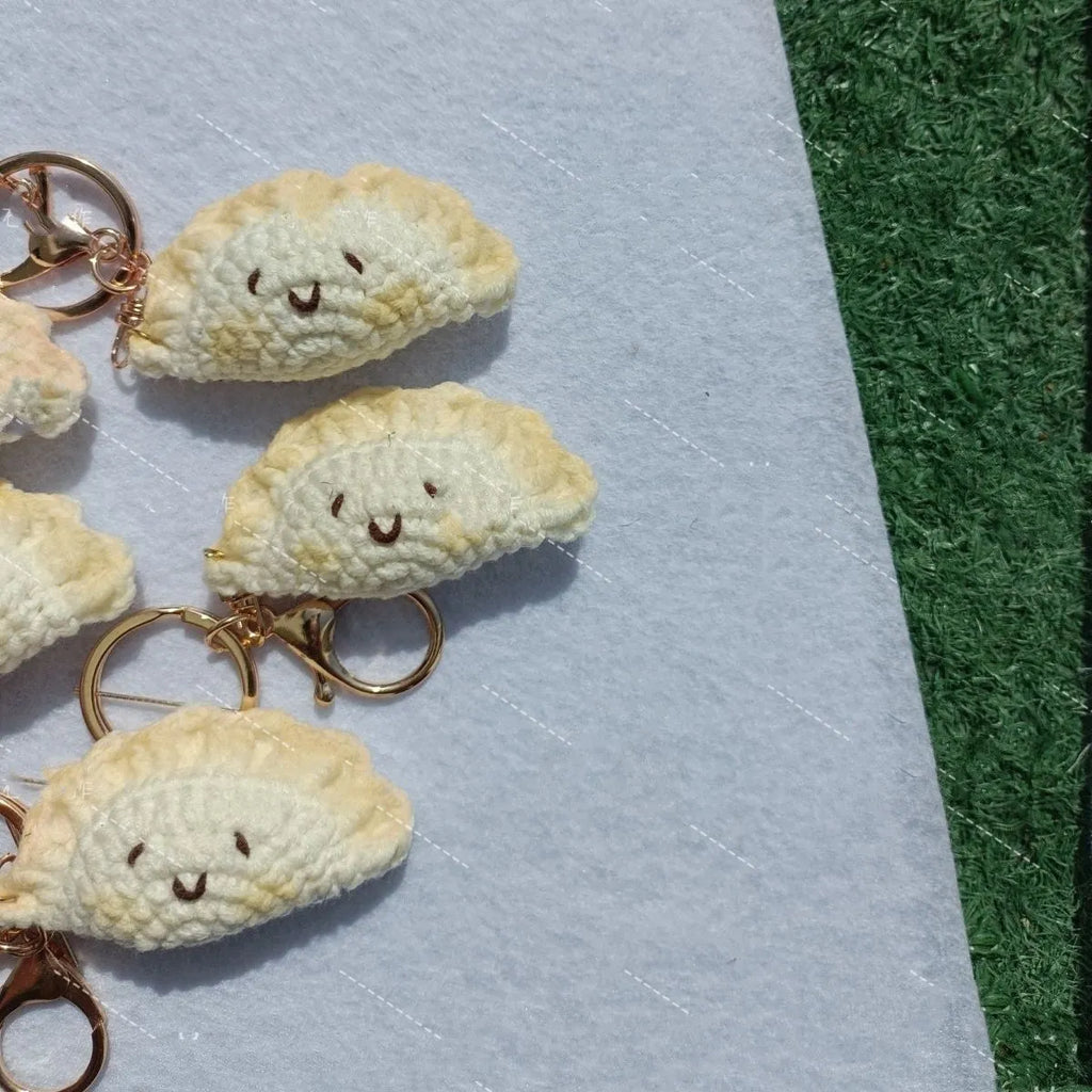 Handmade crochet dumpling pendant with keychain in plush material for Chinese New Year