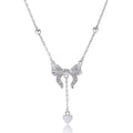 S925 pure silver butterfly heart clavicle chain necklace with adjustable 40-45cm length